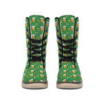 Cute St. Patrick's Day Pattern Print Winter Boots
