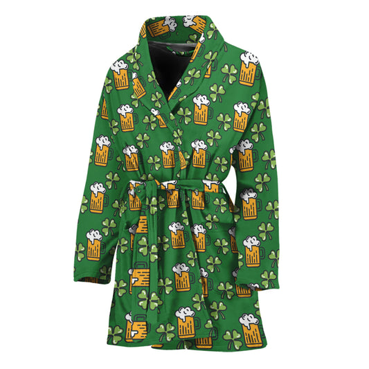 Cute St. Patrick's Day Pattern Print Women's Bathrobe