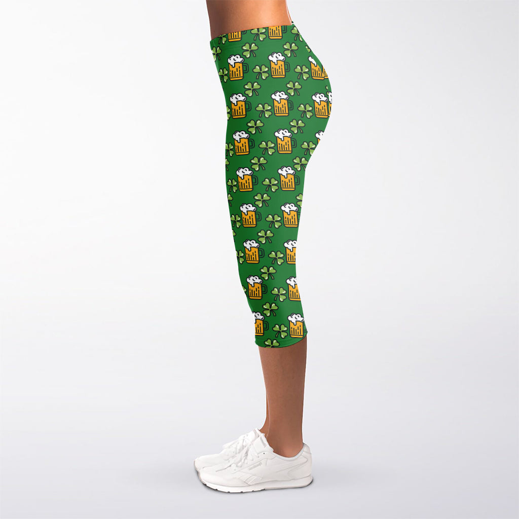 Cute St. Patrick's Day Pattern Print Women's Capri Leggings
