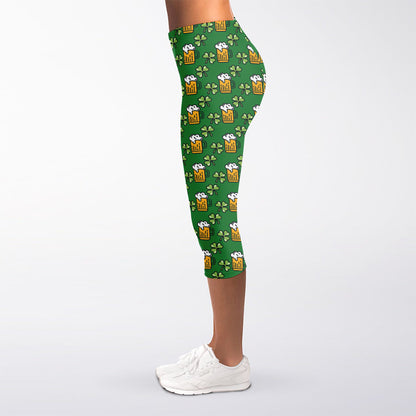 Cute St. Patrick's Day Pattern Print Women's Capri Leggings