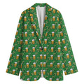 Cute St. Patrick's Day Pattern Print Women's Cotton Blazer