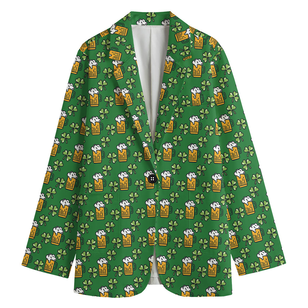 Cute St. Patrick's Day Pattern Print Women's Cotton Blazer
