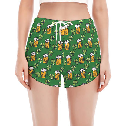 Cute St. Patrick's Day Pattern Print Women's Split Running Shorts