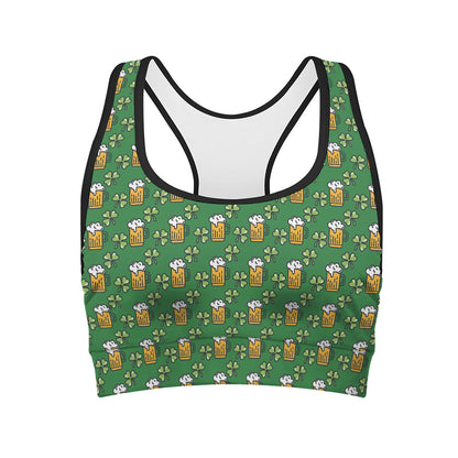 Cute St. Patrick's Day Pattern Print Women's Sports Bra