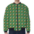 Cute St. Patrick's Day Pattern Print Zip Sleeve Bomber Jacket