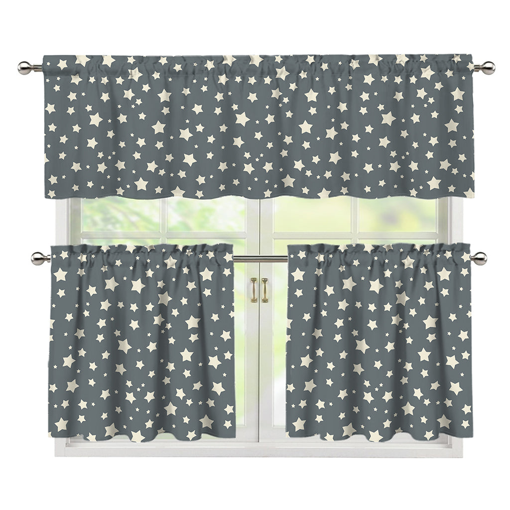 Cute Star Pattern Print 3 Piece Kitchen Curtains