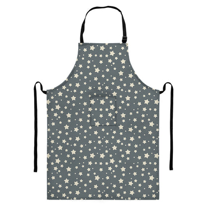 Cute Star Pattern Print Bib Apron With Pocket