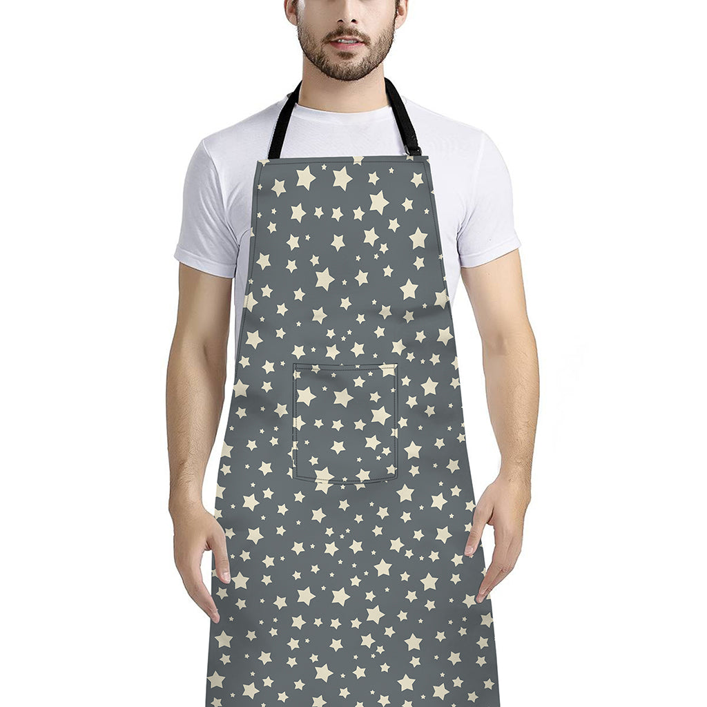 Cute Star Pattern Print Bib Apron With Pocket