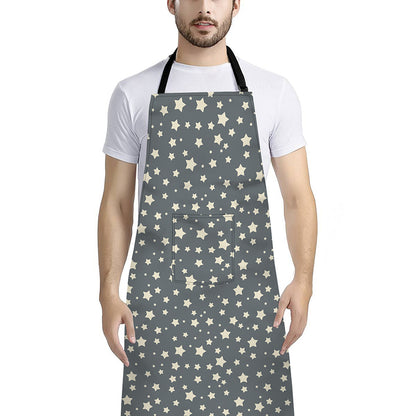 Cute Star Pattern Print Bib Apron With Pocket