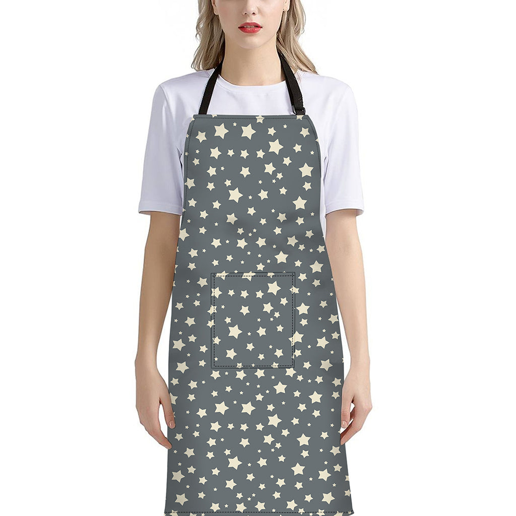 Cute Star Pattern Print Bib Apron With Pocket