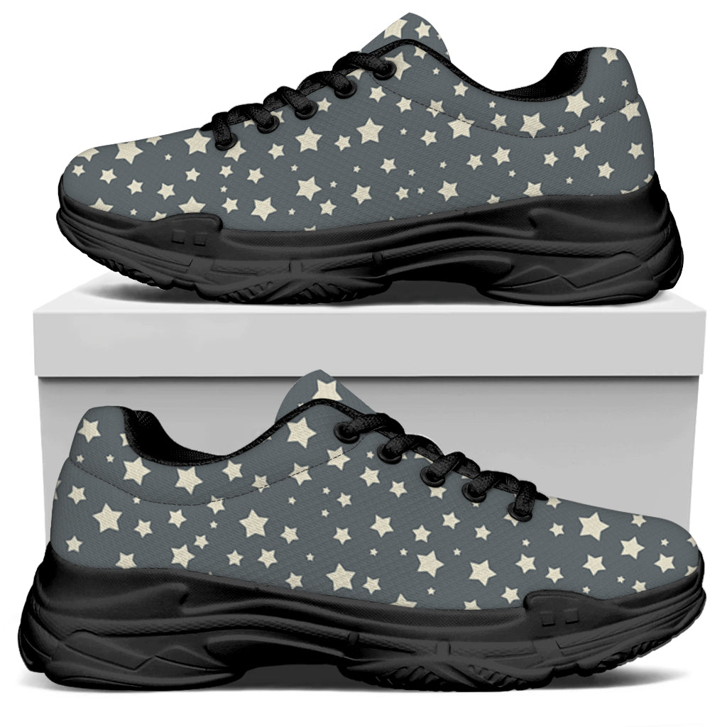 Cute Star Pattern Print Black Chunky Shoes