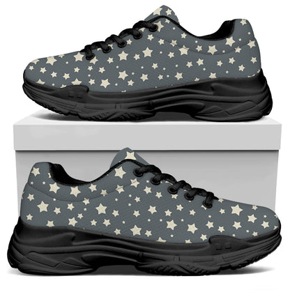 Cute Star Pattern Print Black Chunky Shoes