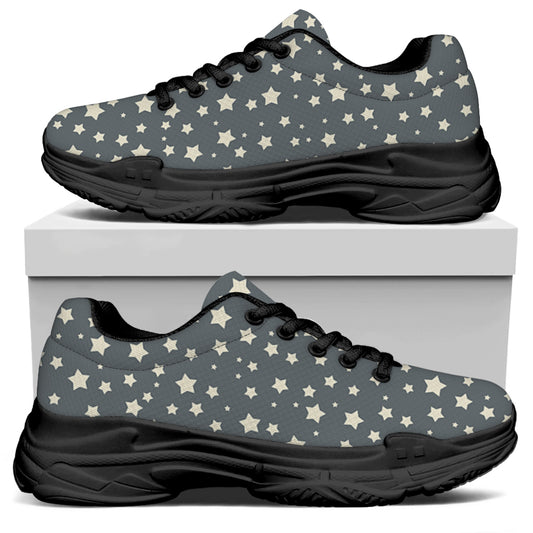 Cute Star Pattern Print Black Chunky Shoes