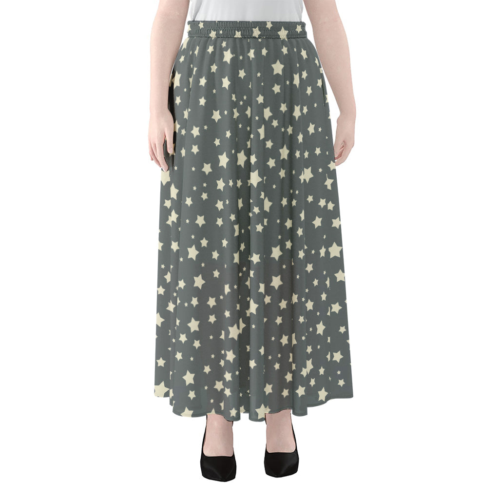 Cute Star Pattern Print Chiffon Maxi Skirt