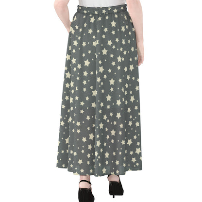 Cute Star Pattern Print Chiffon Maxi Skirt