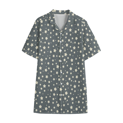 Cute Star Pattern Print Cotton Hawaiian Shirt