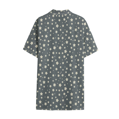 Cute Star Pattern Print Cotton Hawaiian Shirt