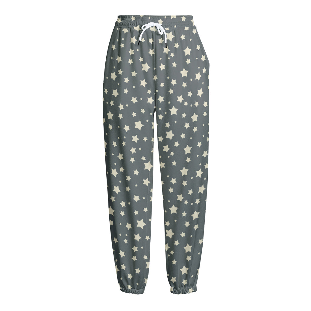 Cute Star Pattern Print Fleece Lined Knit Pants