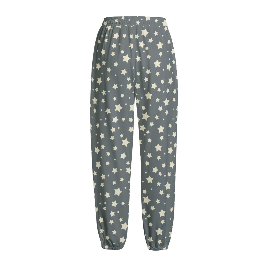 Cute Star Pattern Print Fleece Lined Knit Pants