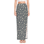 Cute Star Pattern Print High Slit Maxi Skirt
