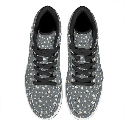 Cute Star Pattern Print High Top Leather Sneakers