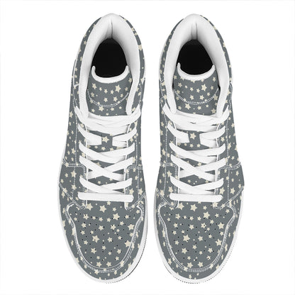Cute Star Pattern Print High Top Leather Sneakers