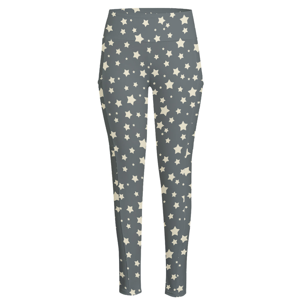 Cute Star Pattern Print High-Waisted Pocket Leggings