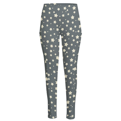 Cute Star Pattern Print High-Waisted Pocket Leggings