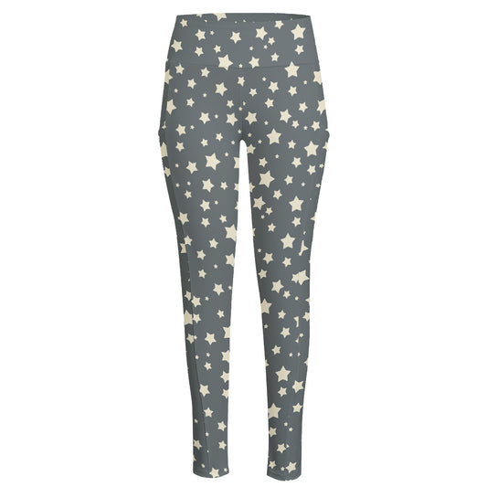 Cute Star Pattern Print High-Waisted Pocket Leggings