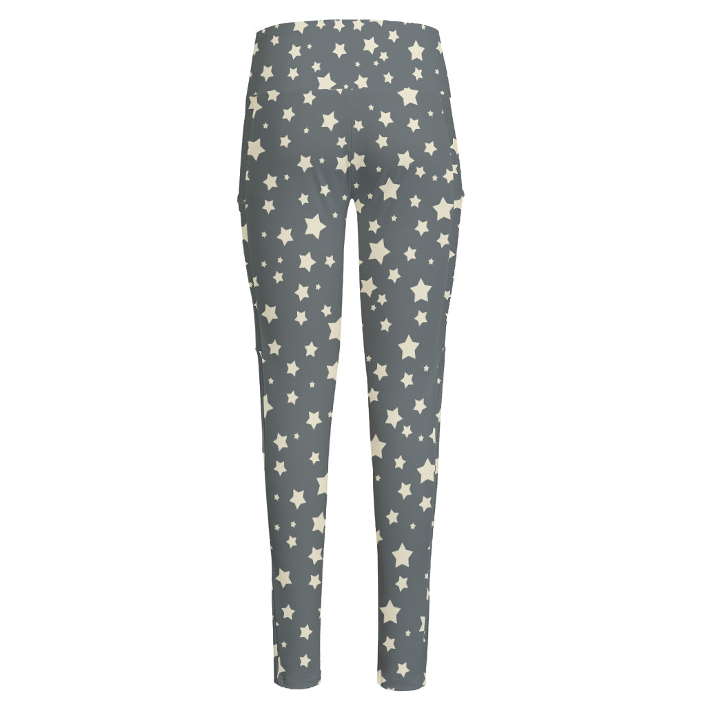 Cute Star Pattern Print High-Waisted Pocket Leggings