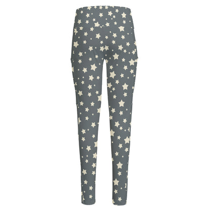 Cute Star Pattern Print High-Waisted Pocket Leggings
