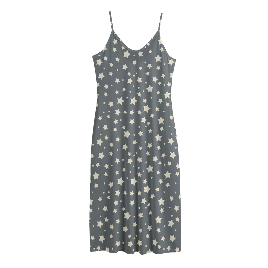 Cute Star Pattern Print Jersey Midi Cami Dress