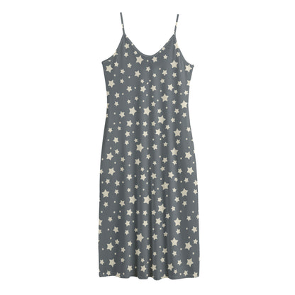 Cute Star Pattern Print Jersey Midi Cami Dress