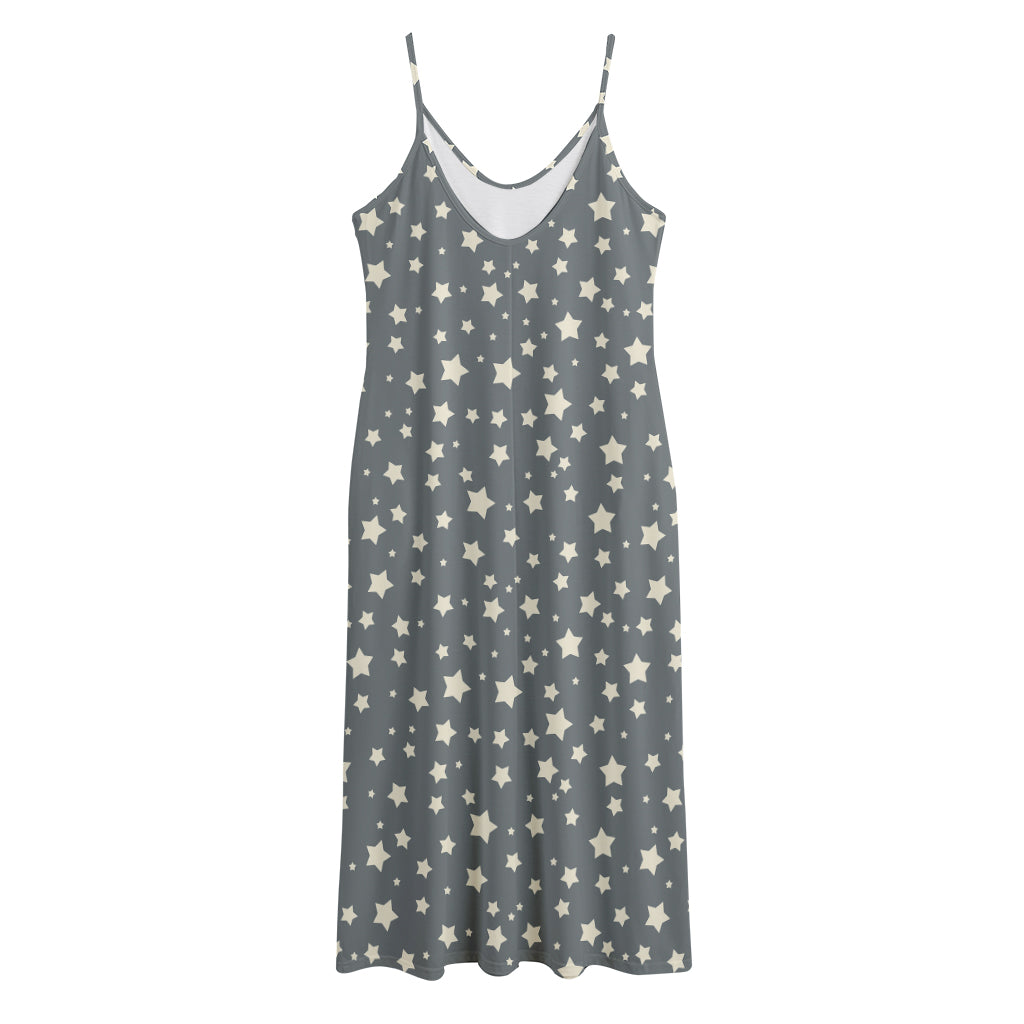 Cute Star Pattern Print Jersey Midi Cami Dress