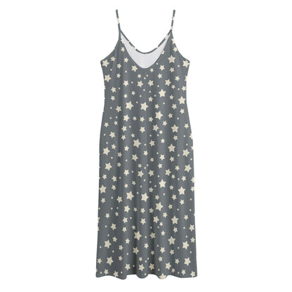 Cute Star Pattern Print Jersey Midi Cami Dress