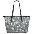 Cute Star Pattern Print Leather Tote Bag With Zipper