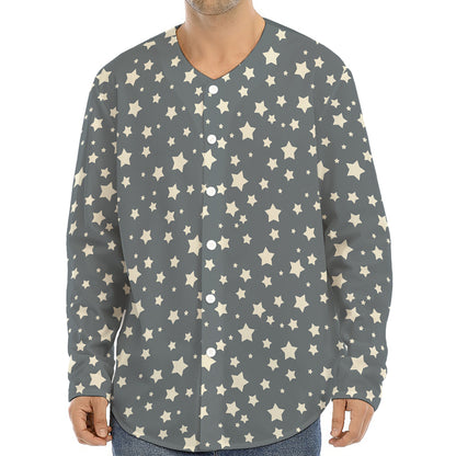 Cute Star Pattern Print Long Sleeve Baseball Jersey