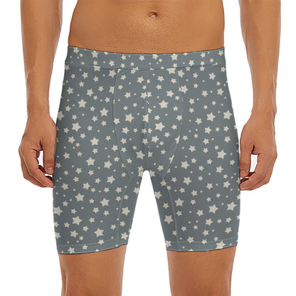 Cute Star Pattern Print Men's Long Boxer Briefs