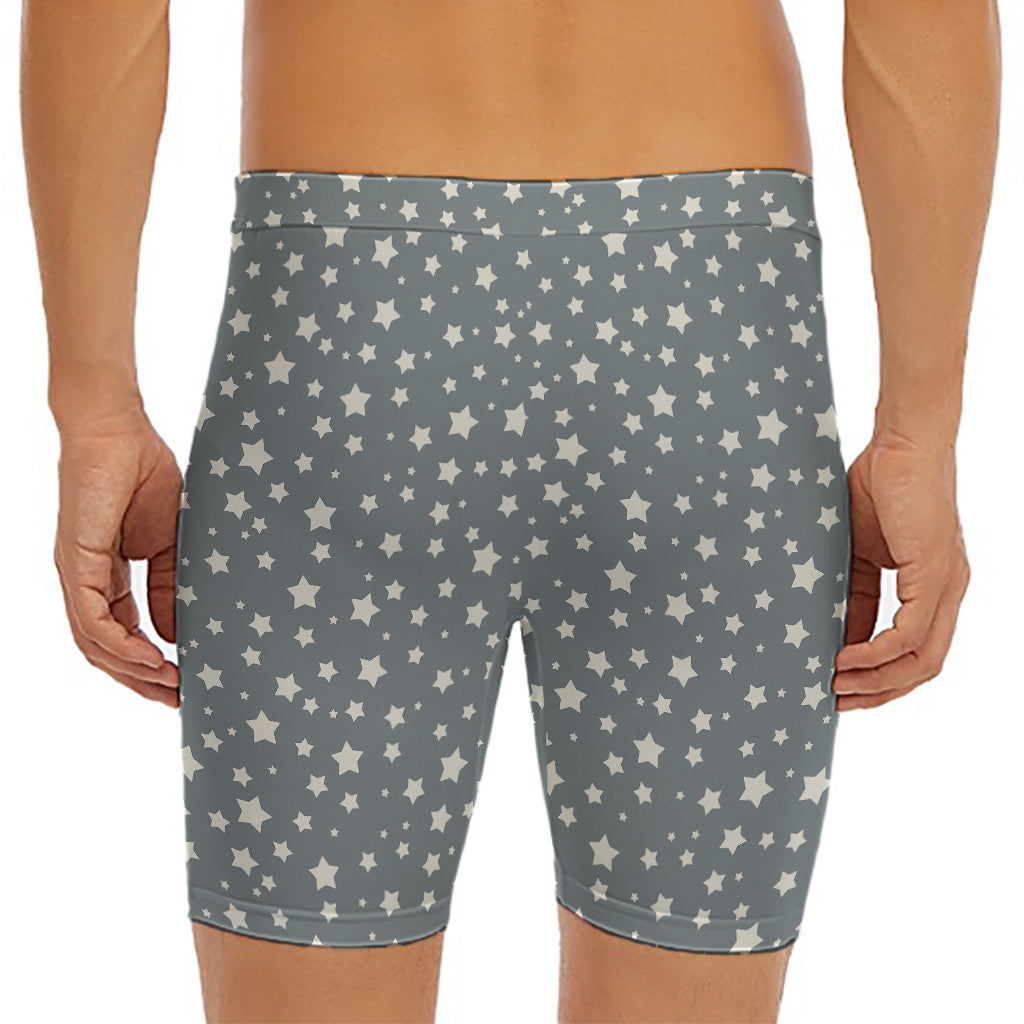 Cute Star Pattern Print Men's Long Boxer Briefs