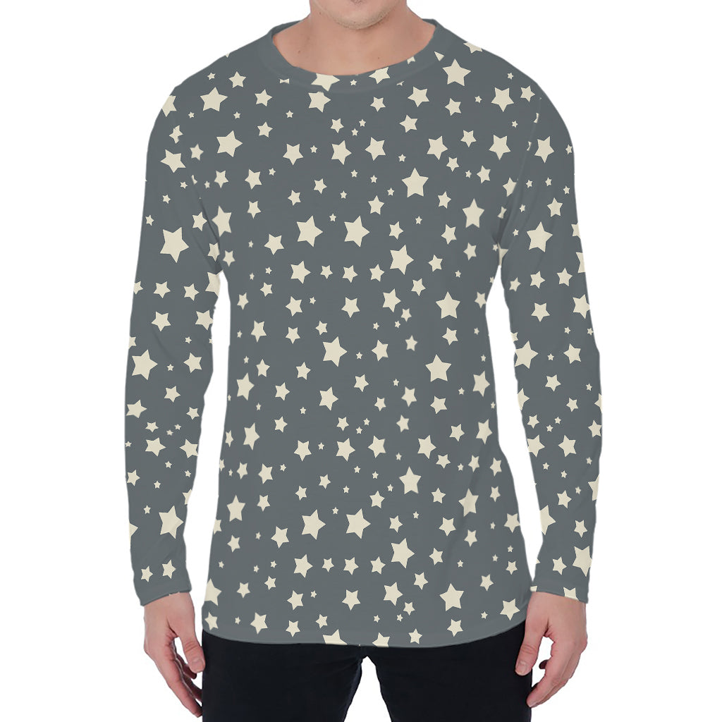 Cute Star Pattern Print Men's Long Sleeve T-Shirt