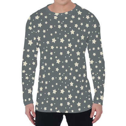 Cute Star Pattern Print Men's Long Sleeve T-Shirt