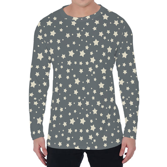 Cute Star Pattern Print Men's Long Sleeve T-Shirt