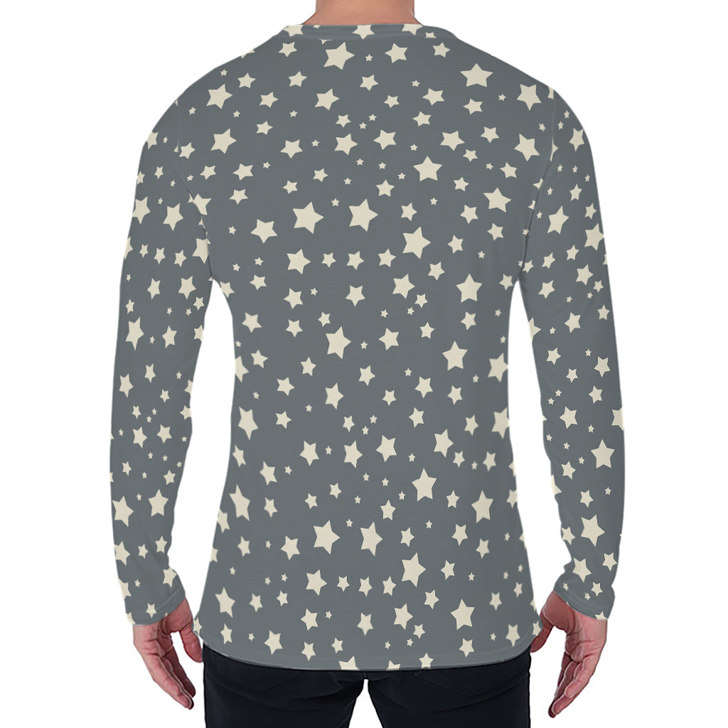 Cute Star Pattern Print Men's Long Sleeve T-Shirt