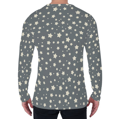 Cute Star Pattern Print Men's Long Sleeve T-Shirt