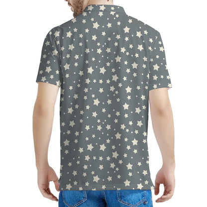 Cute Star Pattern Print Men's Polo Shirt