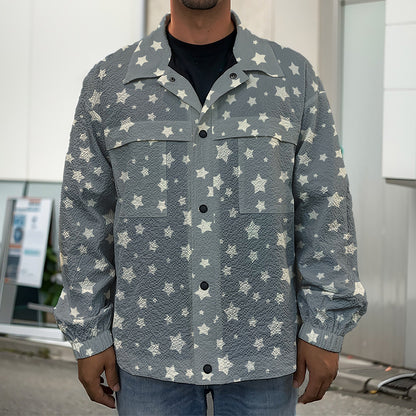 Cute Star Pattern Print Men's Shirt Jacket