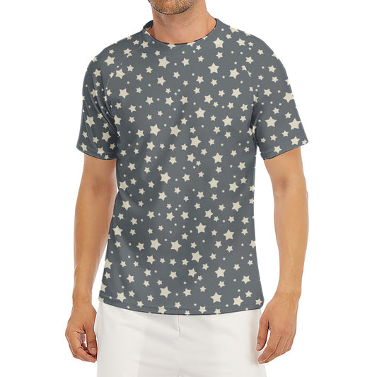 Cute Star Pattern Print Men's Short Sleeve Rash Guard