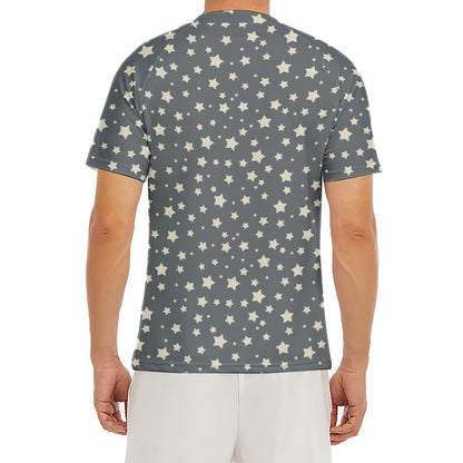 Cute Star Pattern Print Men's Short Sleeve Rash Guard