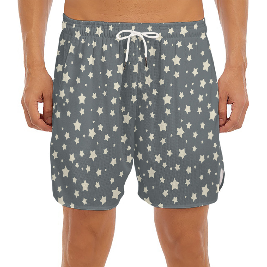 Cute Star Pattern Print Men's Split Running Shorts