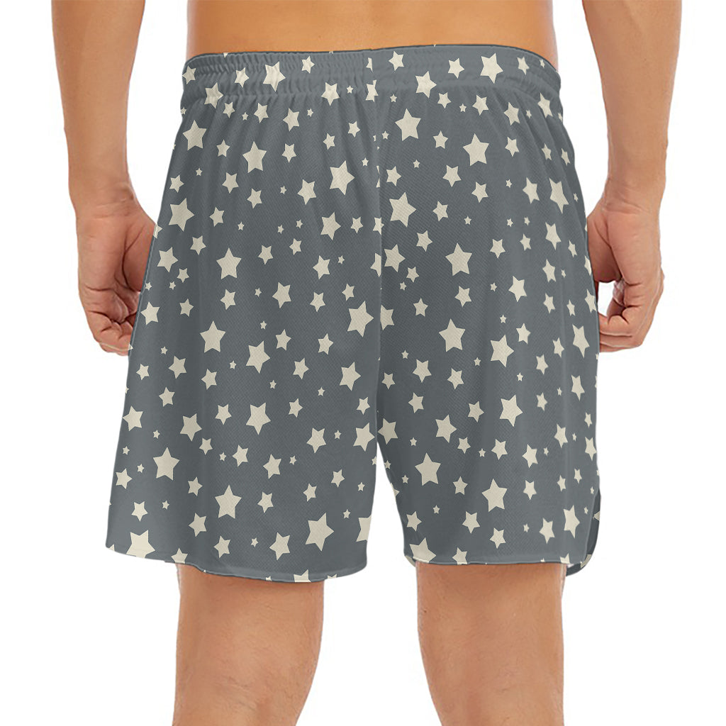Cute Star Pattern Print Men's Split Running Shorts